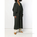 Custom Elegance Ladies Long Solid Color Trench Coat